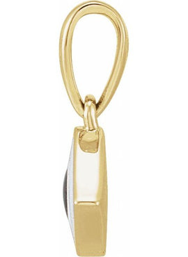 14K Yellow Gold White Enamel Evil Eye Pendant