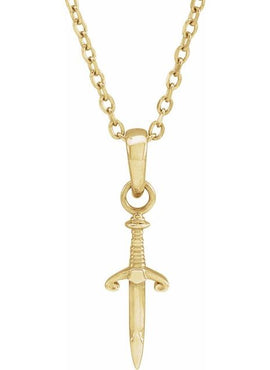 14K Rose Gold 16.78x4.56 mm Dagger Pendant