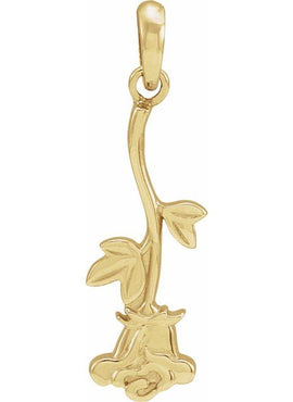 14K White Gold 22.36x6.73 mm Rose Pendant