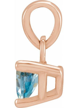 Sterling Silver 5x5x5 mm Trillion Natural Aquamarine Pendant