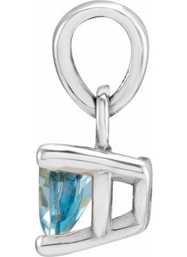 Sterling Silver 5x5x5 mm Trillion Natural Aquamarine Pendant