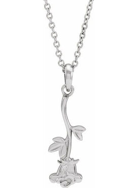 14K White Gold 22.36x6.73 mm Rose Pendant