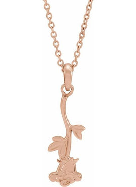 14K White Gold 22.36x6.73 mm Rose Pendant