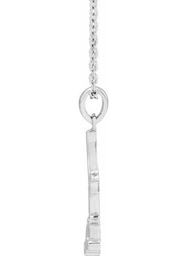 14K White Gold 22.36x6.73 mm Rose Pendant