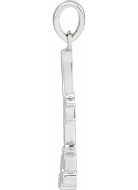 14K White Gold 22.36x6.73 mm Rose Pendant