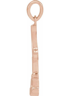 14K White Gold 22.36x6.73 mm Rose Pendant