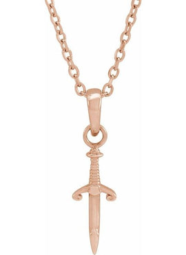 14K Rose Gold 16.78x4.56 mm Dagger Pendant