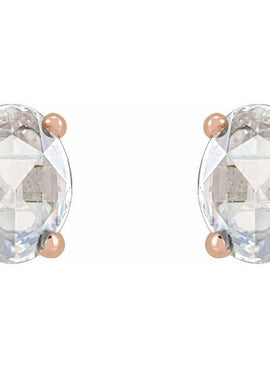 14K White Gold 1/5 CTW Rose-Cut Natural Diamond Earrings