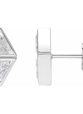14K White Gold 1/4 CTW Natural Diamond Two-Stone Bezel-Set Earrings