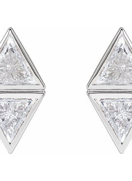 14K White Gold 1/4 CTW Natural Diamond Two-Stone Bezel-Set Earrings