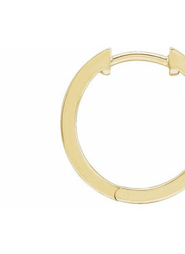 14K White Gold Grooved Hinged 15 mm Huggie Hoop Earrings