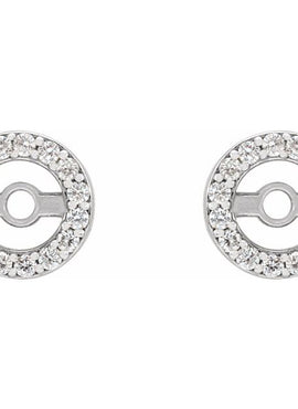 14K White Gold .08 CTW Natural Diamond Earring Jackets with 3.6 mm ID