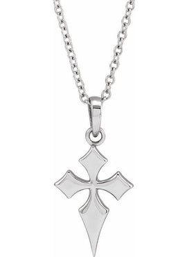 14K White Gold 18.3x9 mm Cross Pendant