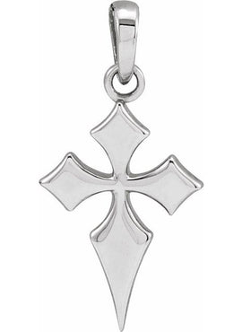 14K White Gold 18.3x9 mm Cross Pendant