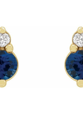 Platinum Natural Blue Sapphire & .03 CTW Natural Diamond Earrings