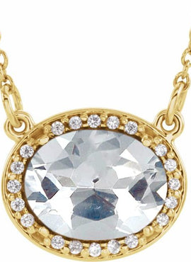 14K White Gold Lab-Grown Emerald & .04 CTW Natural Diamond 16 1/2