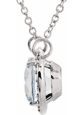 14K White Gold Lab-Grown Emerald & .04 CTW Natural Diamond 16 1/2