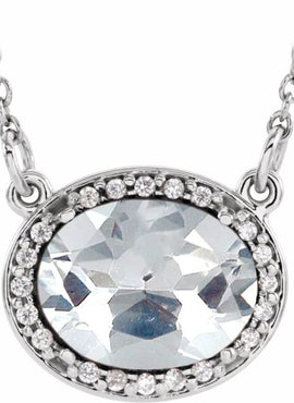 14K White Gold Lab-Grown Emerald & .04 CTW Natural Diamond 16 1/2