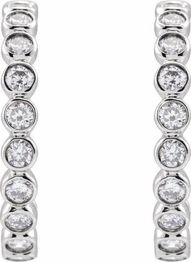 14K White Gold 1/4 CTW Natural Diamond 11.1 mm Hoop Earrings