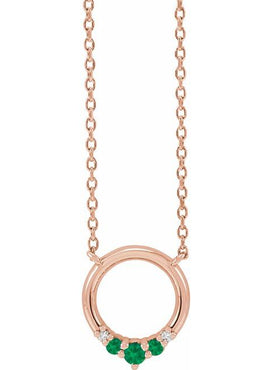 14K Rose Gold Natural Blue Sapphire & .06 CTW Natural Diamond Circle 18
