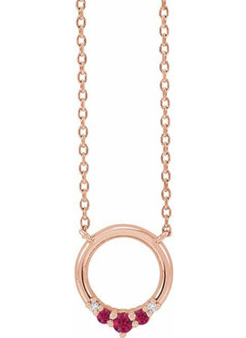 14K Rose Gold Natural Blue Sapphire & .06 CTW Natural Diamond Circle 18