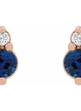 Platinum Natural Blue Sapphire & .03 CTW Natural Diamond Earrings