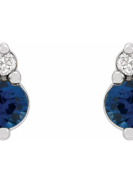Platinum Natural Blue Sapphire & .03 CTW Natural Diamond Earrings
