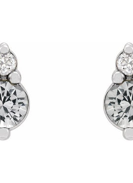 Platinum Natural Blue Sapphire & .03 CTW Natural Diamond Earrings