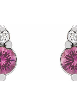 Platinum Natural Blue Sapphire & .03 CTW Natural Diamond Earrings