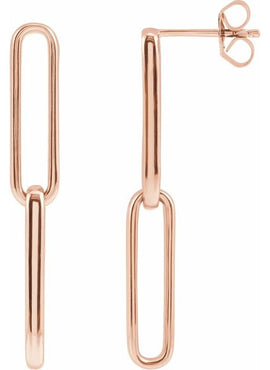 14K Yellow Gold Paperclip-Style Earrings