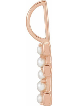14K Yellow Gold Cultured White Freshwater Pearl Initial B Charm/Pendant
