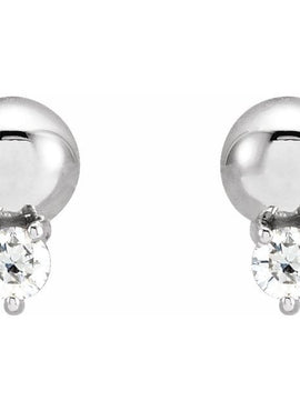 Platinum 1/5 CTW Natural Diamond Bead Earrings
