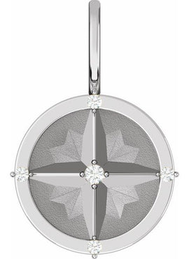 Platinum .03 CTW Natural Diamond Compass Charm/Pendant
