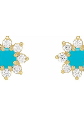 14K White Gold Natural Citrine & 1/8 CTW Natural Diamond Flower Earrings