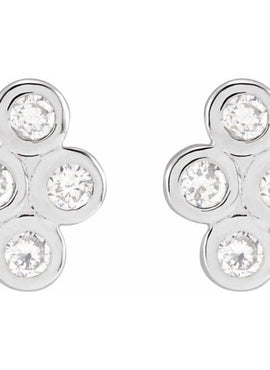 14K Rose Gold 3/4 CTW Natural Diamond Bezel-Set Cluster Earrings