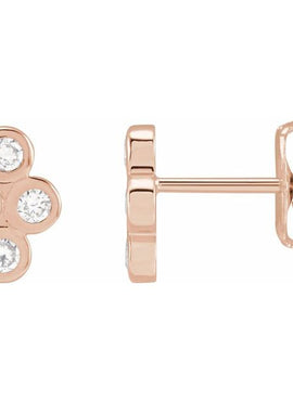 14K Rose Gold 3/4 CTW Natural Diamond Bezel-Set Cluster Earrings