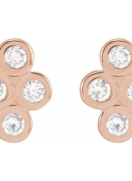 14K Rose Gold 3/4 CTW Natural Diamond Bezel-Set Cluster Earrings