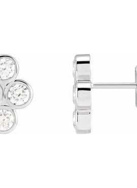14K Rose Gold 3/4 CTW Natural Diamond Bezel-Set Cluster Earrings