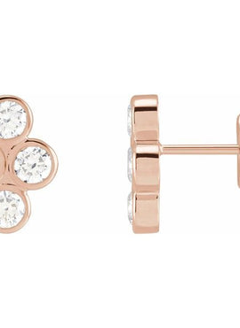 14K Rose Gold 3/4 CTW Natural Diamond Bezel-Set Cluster Earrings