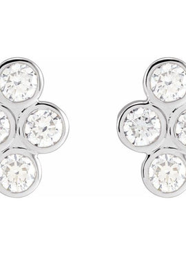 14K Rose Gold 3/4 CTW Natural Diamond Bezel-Set Cluster Earrings
