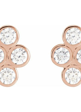 14K Rose Gold 3/4 CTW Natural Diamond Bezel-Set Cluster Earrings