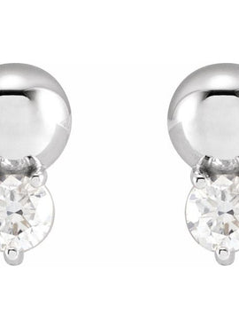 Platinum 1/5 CTW Natural Diamond Bead Earrings