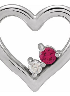 Sterling Silver Natural Ruby & .015 CT Natural Diamond Heart Pendant