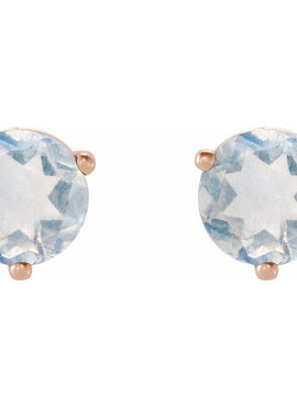 14K White Gold Natural Blue Sheen Moonstone Earrings