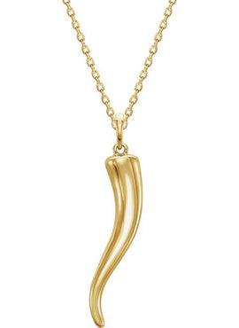 14K Yellow Gold Italian Horn Pendant