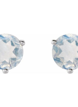 14K White Gold Natural Blue Sheen Moonstone Earrings