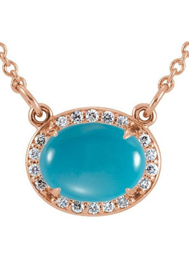 14K Yellow Gold Natural London Blue Topaz & .06 CTW Natural Diamond Halo-Style 16 1/2