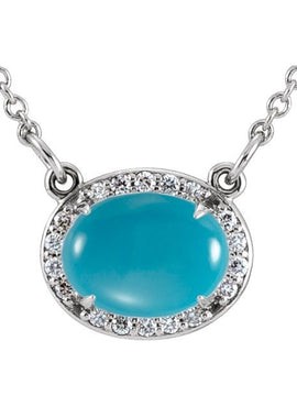 14K Yellow Gold Natural London Blue Topaz & .06 CTW Natural Diamond Halo-Style 16 1/2