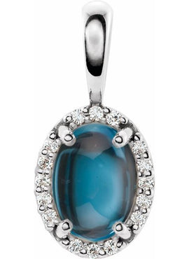 14K White Gold Natural White Opal & .04 CTW Natural Diamond Halo-Style Pendant
