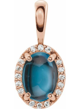 14K White Gold Natural White Opal & .04 CTW Natural Diamond Halo-Style Pendant